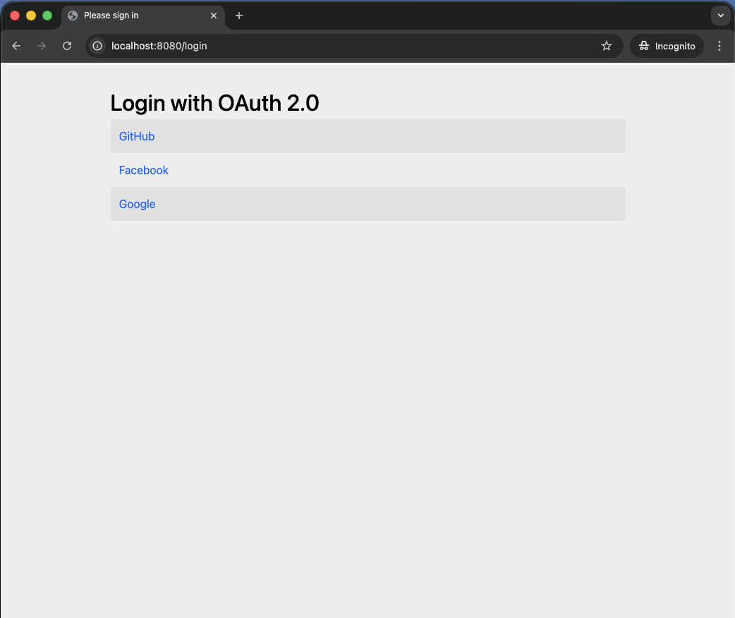Spring OAuth2 Default Login Page