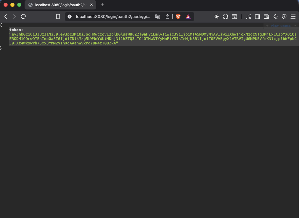 Generated login token